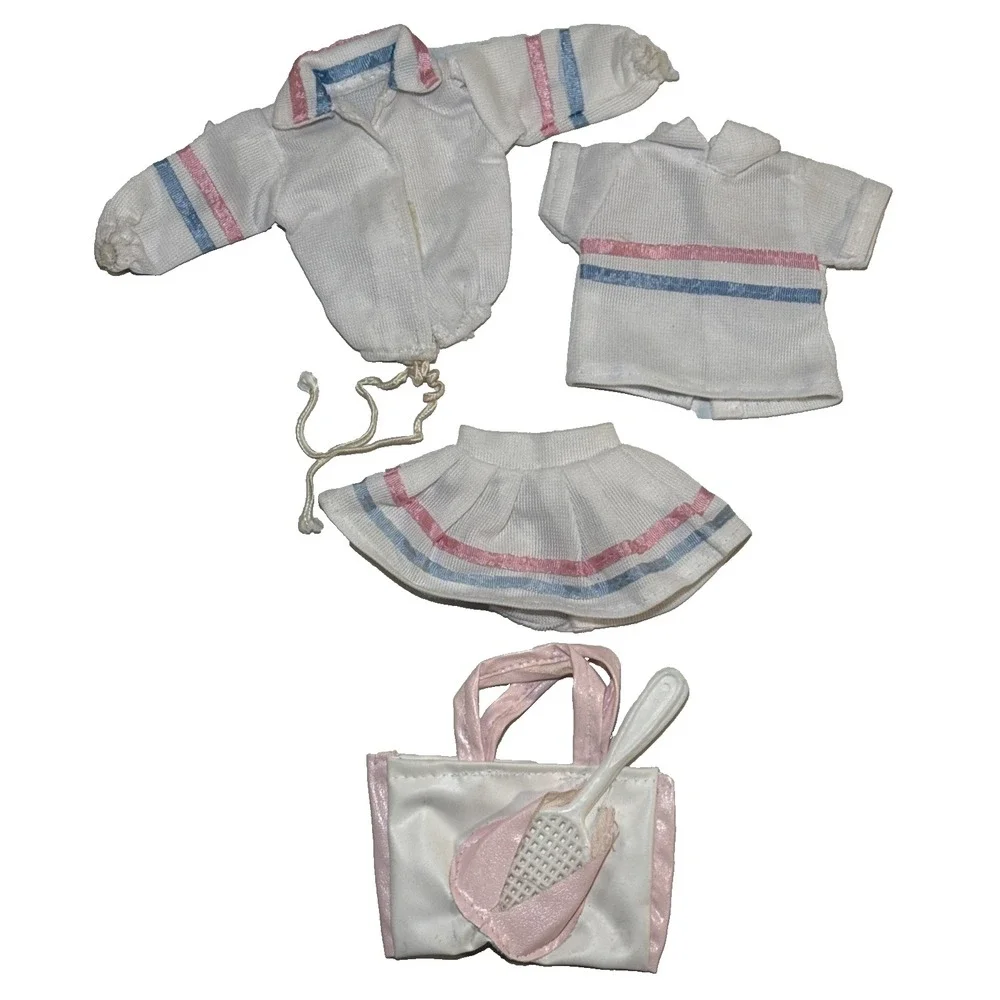 Vintage 80s Barbie Clone Fashion Doll Tennis Outfit 4 Piece Set BB15-22